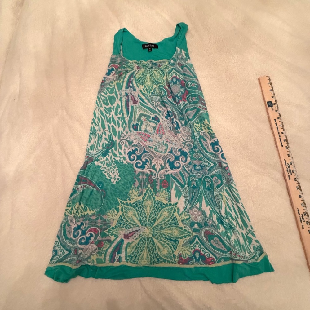 Ellen Tracy Teal Paisley A-Line Tank Dress vintage‎